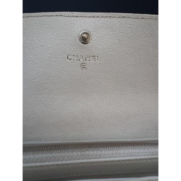 Chanel Boy Cream Beige Gold Tone Long Quilted Wallet W/box - Picture 3 of 14